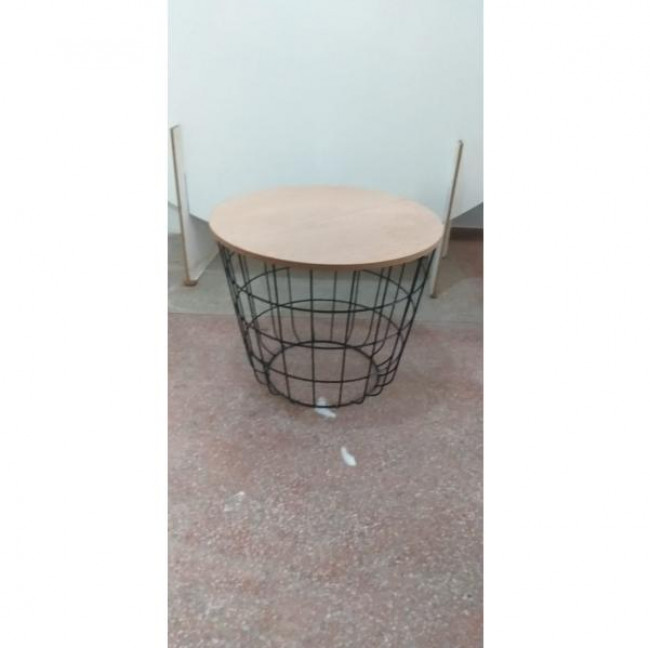 MESA ARAMADA REDONDA G COM TAMPO MADEIRA