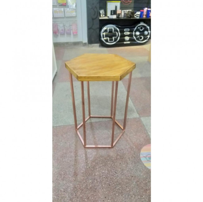 MESA SEXTAVADA ROSE COM MADEIRA P