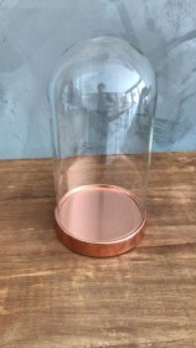 redoma rose vidro e metal