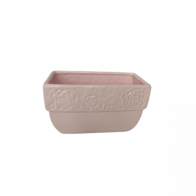 Vaso Jardineira Com Detalhes de Rosas Rosa