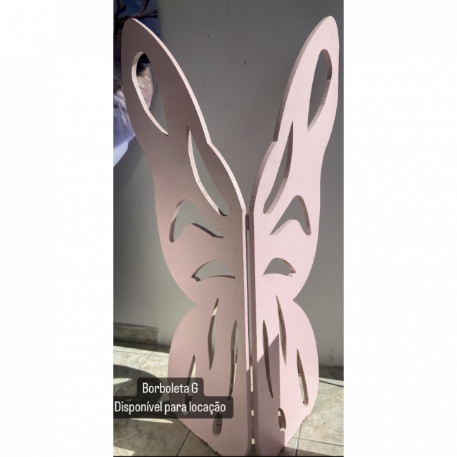 Borboleta MDF G - Rosa bebe
