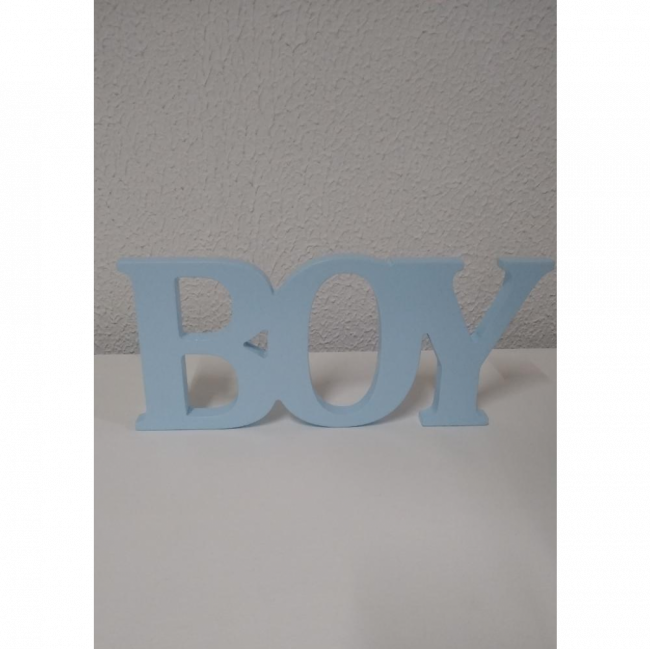 LETREIRO EM MADEIRA BOY AZUL CLARO LETRAS MEDIAS