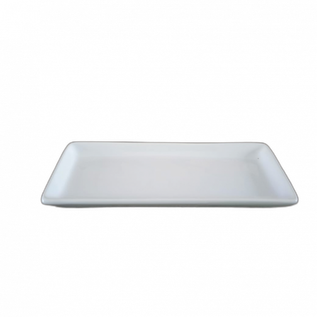 BANDEJA EM CERÂMICA BRANCA RETANGULAR GG