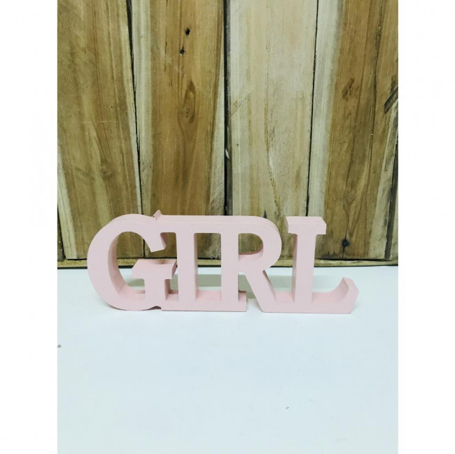 LETREIRO EM MADEIRA GIRL ROSA