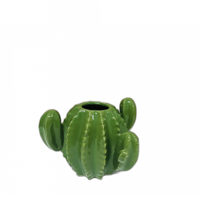 CACHEPOT EM CERÂMICA CACTO VERDE