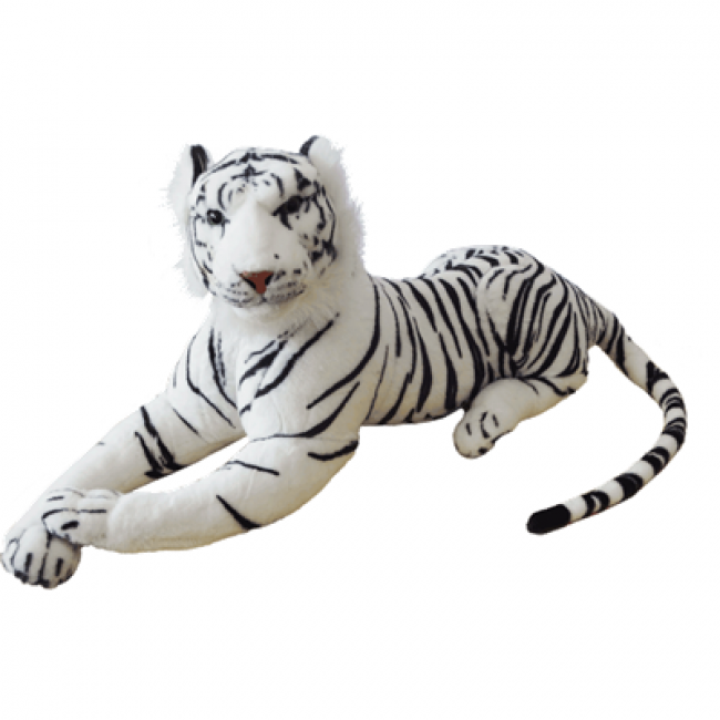 Tigre Branco Realista deitado 110cm - Pelúcia