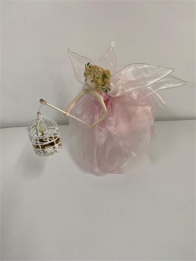 BO SM FADA VESTIDO ROSA C/GAIOLA M