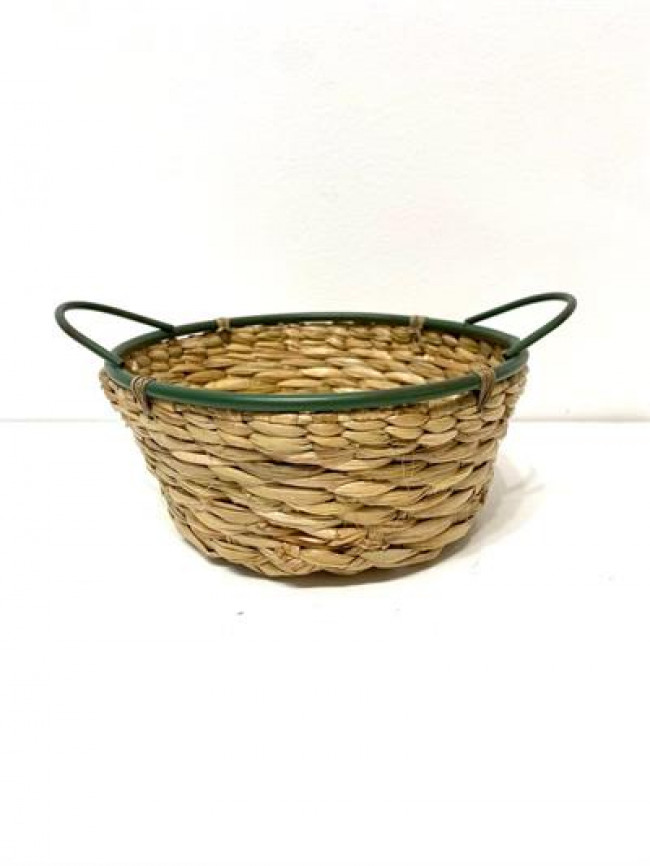 CE CESTA FERRO/PALHA VERDE ESCURO D23A8 M