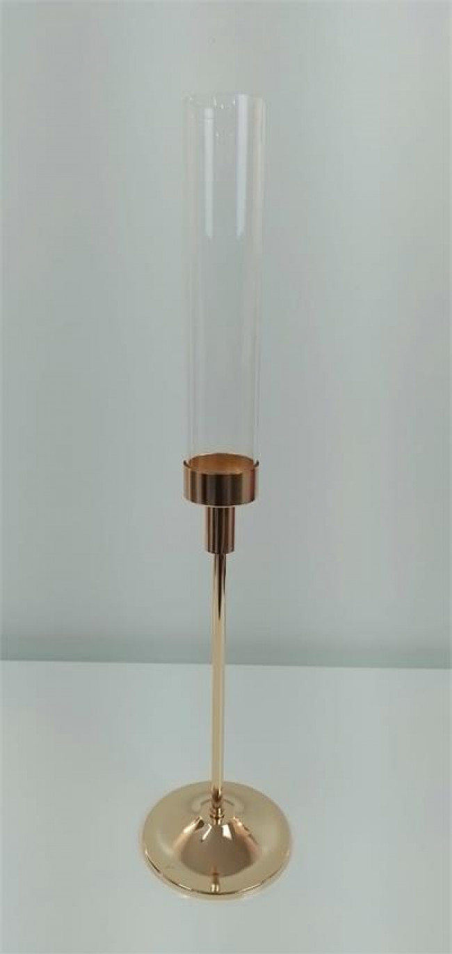 ED  MET/VIDRO CASTIÇAL  DOURADO A55 G