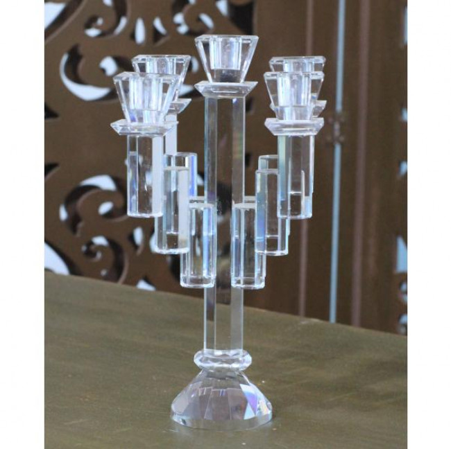 CANDELABRO BAIXO VIDRO 5 VELAS