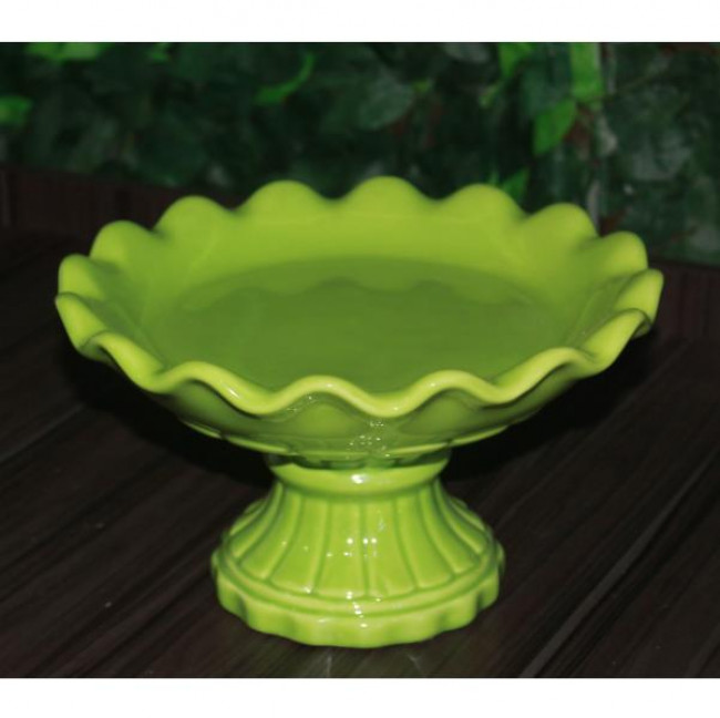 SUPORTE VERDE CLARO REDONDO ONDULADO A16CM L28CM