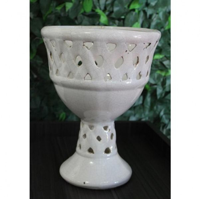 VASO BRANCO TRELIÇADO A32CM L24CM