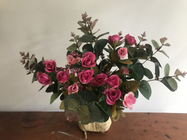 ARRANJO M FLOR PINK COM EUCALIPTO