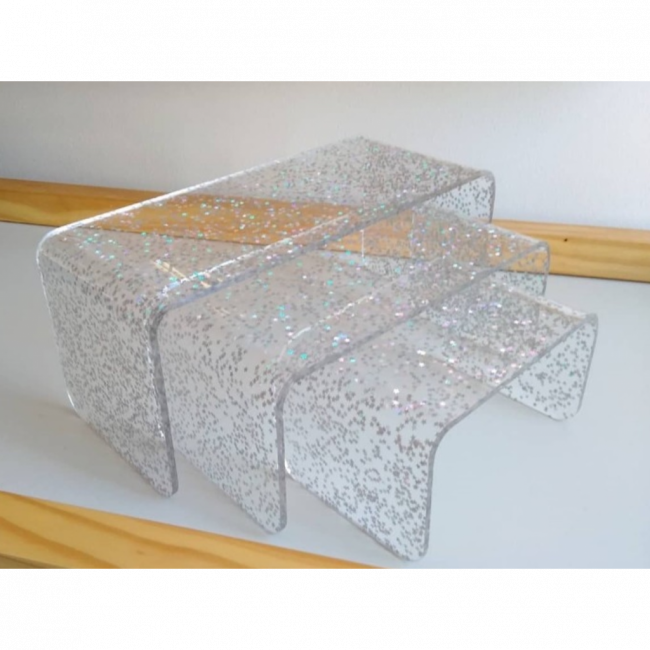 SUPORTE RETANGULAR DE ACRÍLICO ESTRELA HOLOGRÁFICA G