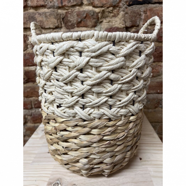 CESTA DE PALHA BICOLOR