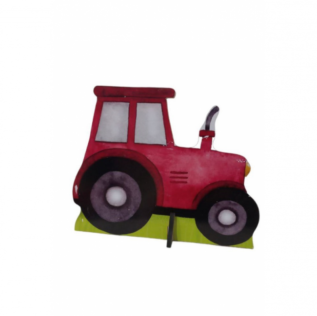 DISPLAY TRATOR VERMELHO 2 JANELA BRANCA FAZENDINHA 20 A 30 CM MDF
