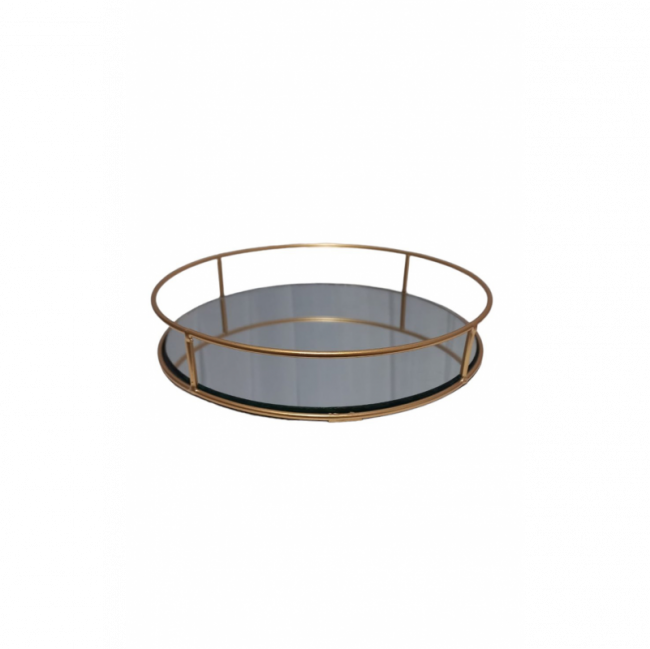 BANDEJA REDONDA ESPELHADA DOURADA 3,5A X 20C CM D METAL