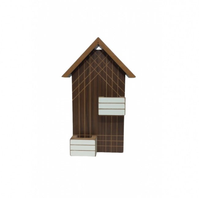 CASINHA COMPRIDA MARROM E BRANCA 41A X 26C CM MDF