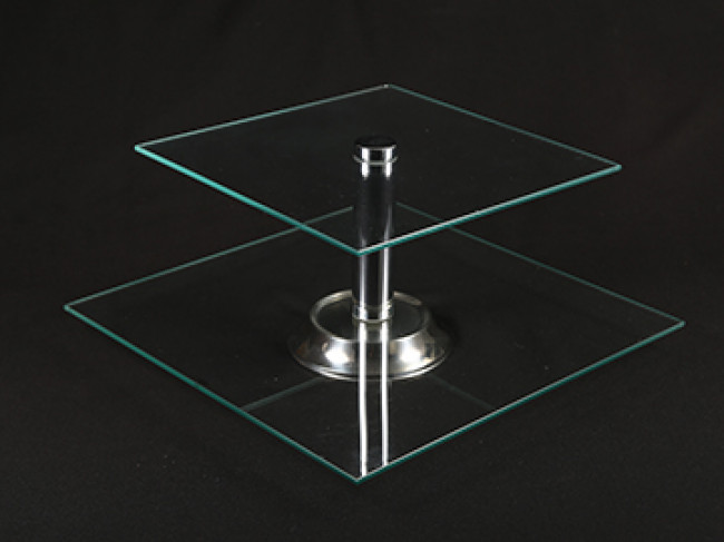 SUPORTE PÉ DE INOX 02 PRATOS QUADRADO