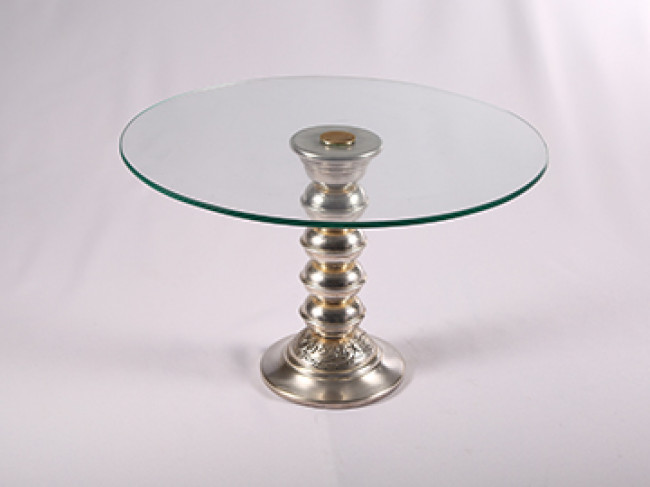 BAILARINA PRATA COM LÂMINA DE VIDRO 40CM