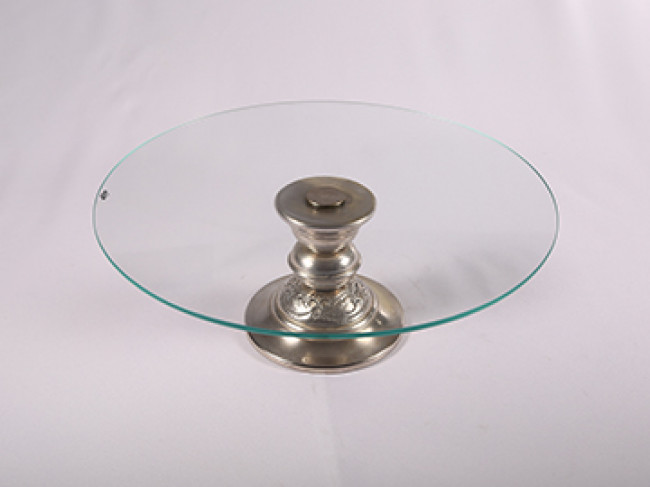 BAILARINA PRATA COM LÂMINA DE VIDRO 40CM
